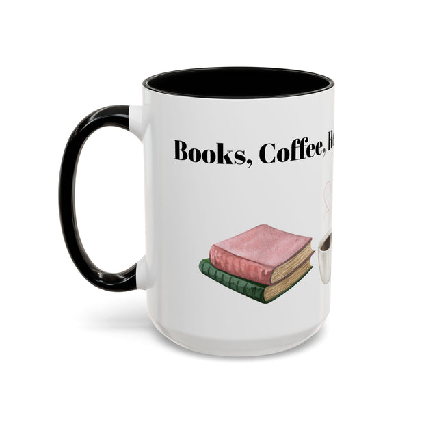 'Books, Coffee, Repeat' Accent Coffee Mug