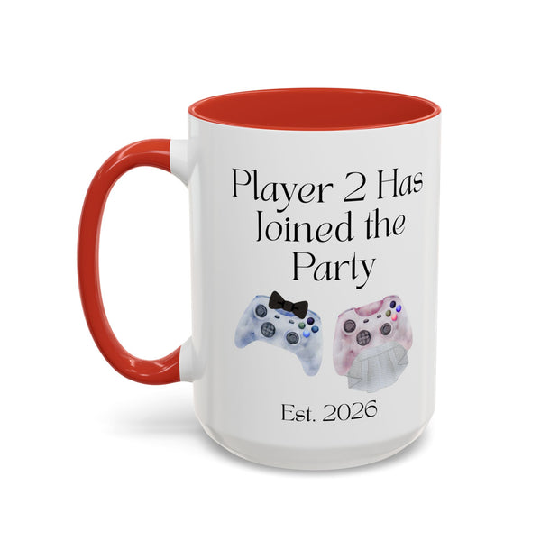'Player 2 Has Joined The Party' 'Est. 2026' Accent Coffee Mug
