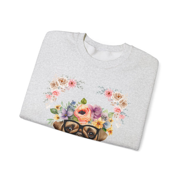 Geeky Goddess Pug Unisex Crewneck Sweatshirt
