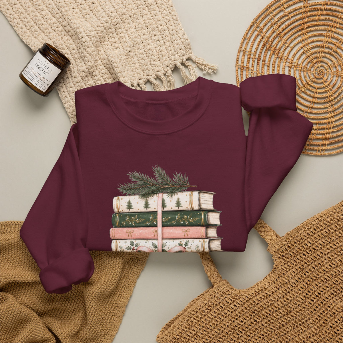 Bookish Christmas Sweatshirt, Christmas Book Lover Crewneck, Cozy Reader Sweater, BookTok Holiday Shirt, Reader Christmas Gift