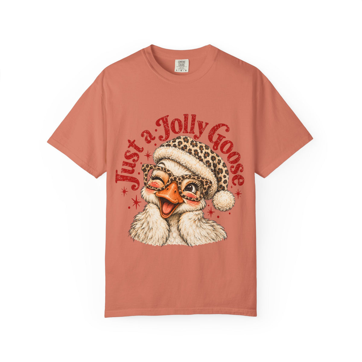 Jolly Goose Christmas Shirt, Funny Christmas Goose Tee, Leopard Santa Goose Shirt, Goose Lover Gift, Retro Holiday T-Shirt