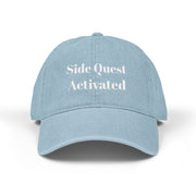 'Side Quest Activated' Denim Embroidered Cap