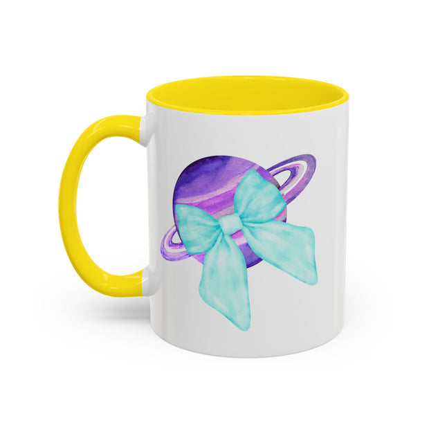 Purple Saturn Wrapped In A Bow Accent Coffee Mug
