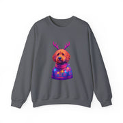 Golden Doodle with Reindeer Antlers Sweatshirt | Holiday Dog Sweater Design