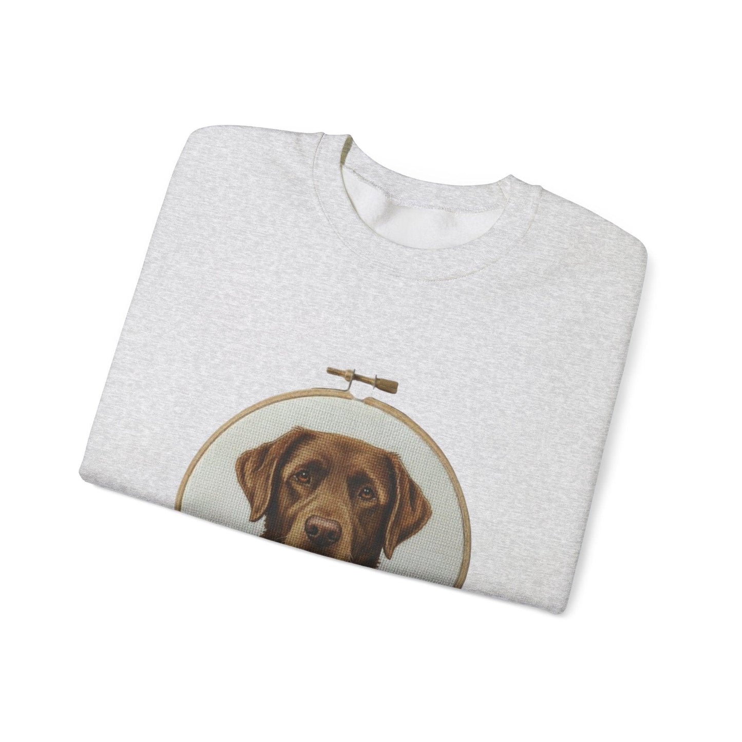 Chocolate Labrador Portrait Sweatshirt | Floral Hoop Embroidery Art