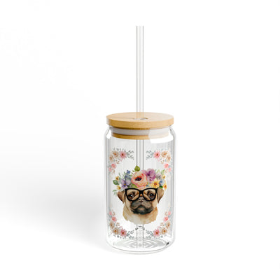 Geeky Goddess Pug Sipper Glass