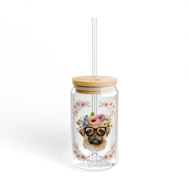 Geeky Goddess Pug Sipper Glass