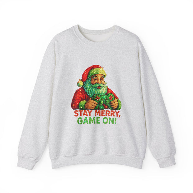 Santa with Game Controller Sweatshirt | Stay Merry Game On Christmas