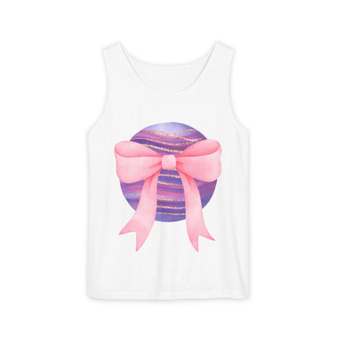 Pink/Purple Planet Wrapped In Bow Unisex Tank Top