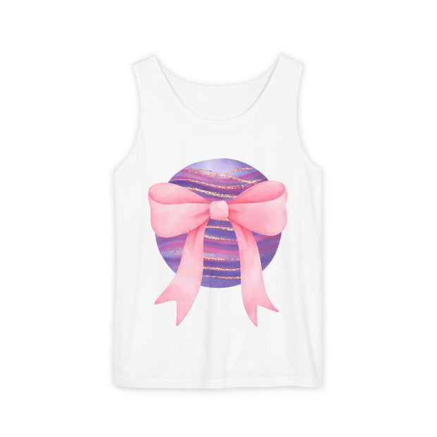 Pink/Purple Planet Wrapped In Bow Unisex Tank Top