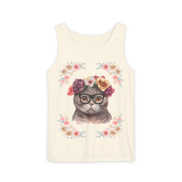 Geeky Goddess Dark Gray Cat Unisex Tank Top