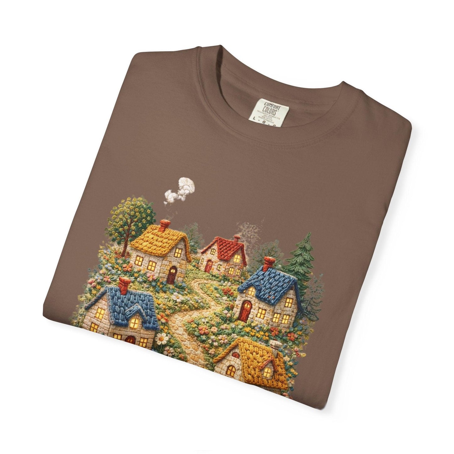 Cottage Garden Path T-shirt | Floral Village Illustration