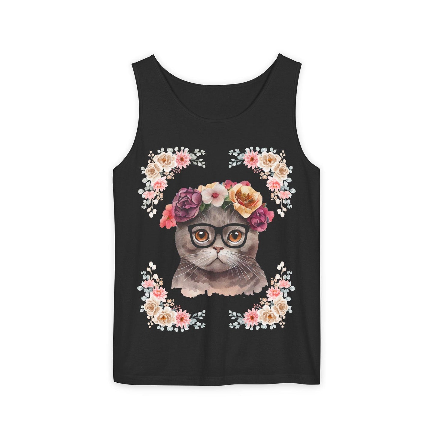 Geeky Goddess Dark Gray Cat Unisex Tank Top