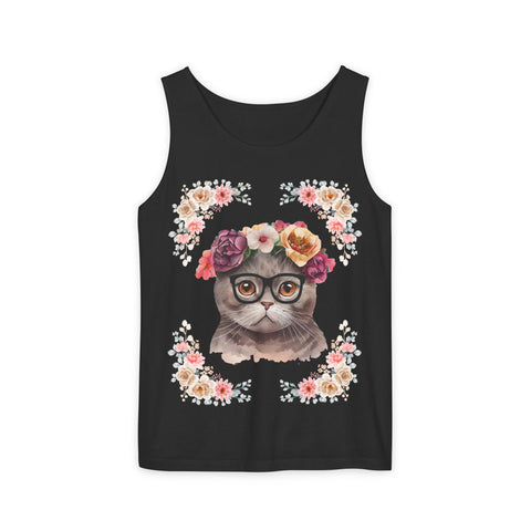 Geeky Goddess Dark Gray Cat Unisex Tank Top