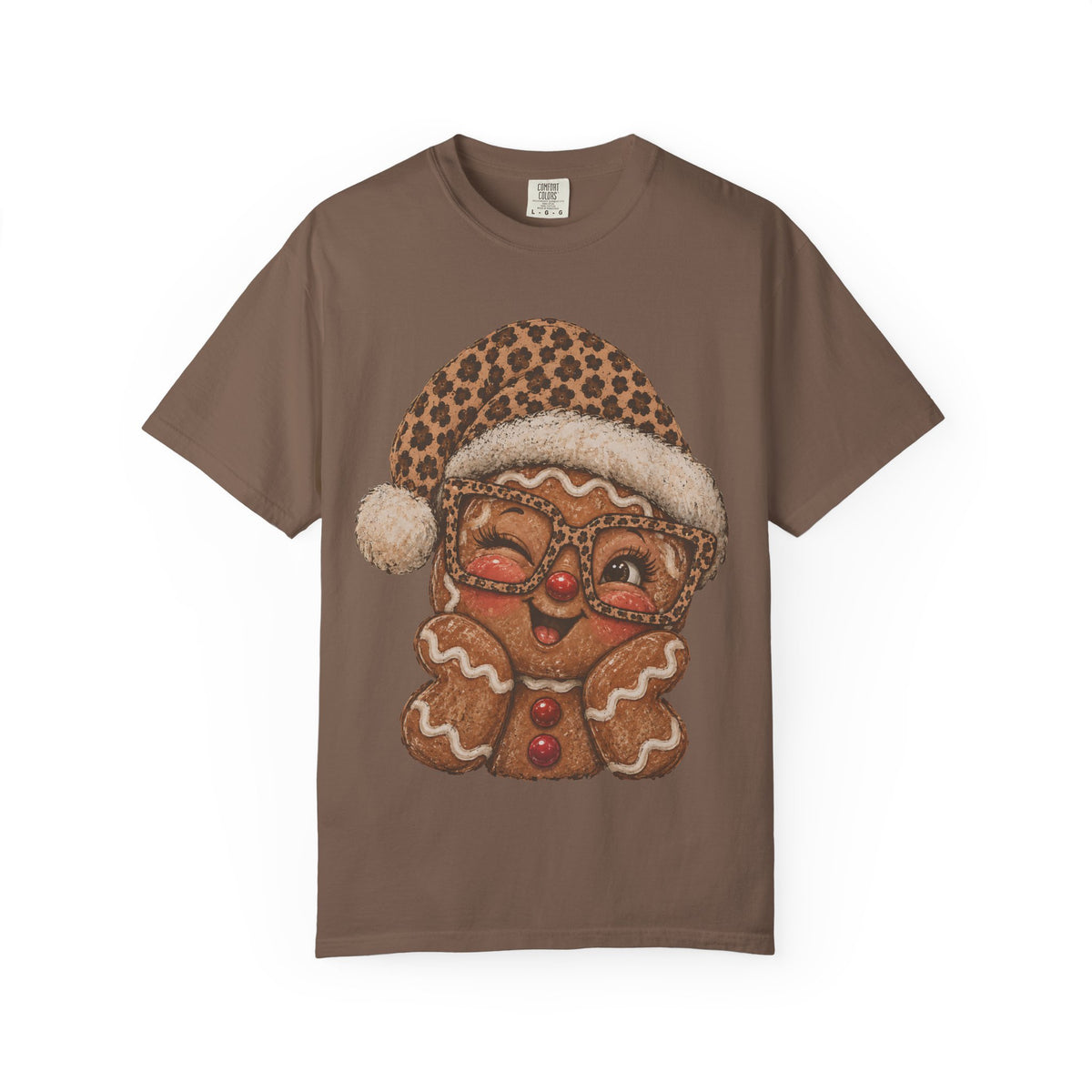 Gingerbread Christmas Shirt, Leopard Gingerbread Tee, Cute Christmas T-Shirt, Retro Holiday Shirt, Gingerbread Lover Gift for Her