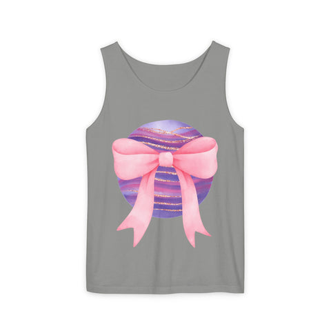 Pink/Purple Planet Wrapped In Bow Unisex Tank Top