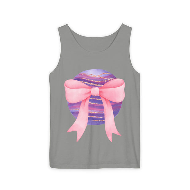 Pink/Purple Planet Wrapped In Bow Unisex Tank Top