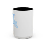 Blue Saturn Wrapped In A Blue Bow Accent Coffee Mug