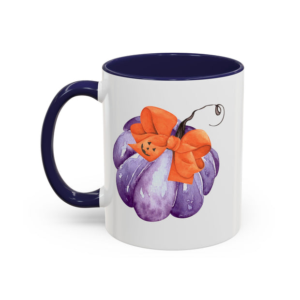 Purple Pumpkin Wrapped In A Bow Accent Coffee Mug