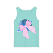 Blue Saturn Wrapped In Pink Bow Unisex Tank Top