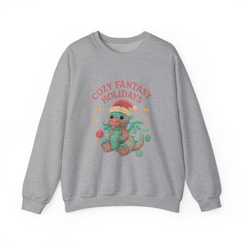Cozy Fantasy Holidays Sweatshirt, Cute Dragon Gift, Unisex Holiday Apparel, Warm Crewneck Sweater, Casual Winter Outfit