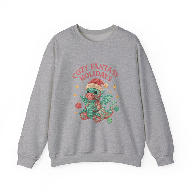 Cozy Fantasy Holidays Sweatshirt, Cute Dragon Gift, Unisex Holiday Apparel, Warm Crewneck Sweater, Casual Winter Outfit