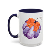 Purple Pumpkin Wrapped In A Bow Accent Coffee Mug