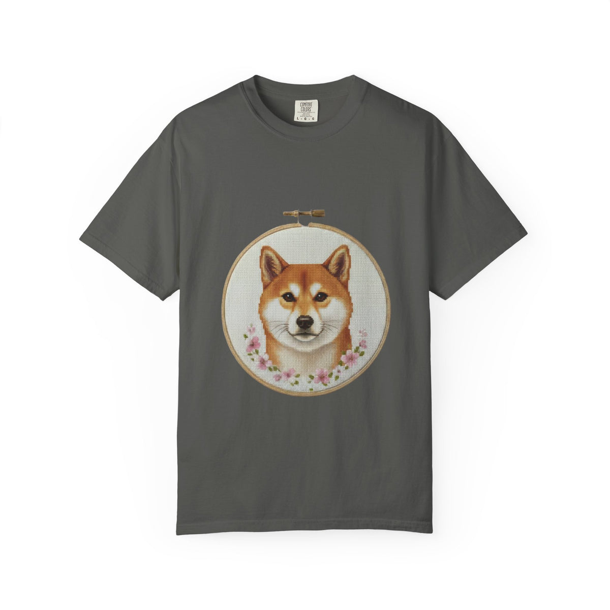 Shiba Inu Sweatshirt, Shiba Mom Gift, Vintage Cross Stitch Dog, Embroidered Floral Crewneck