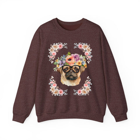 Geeky Goddess Pug Unisex Crewneck Sweatshirt