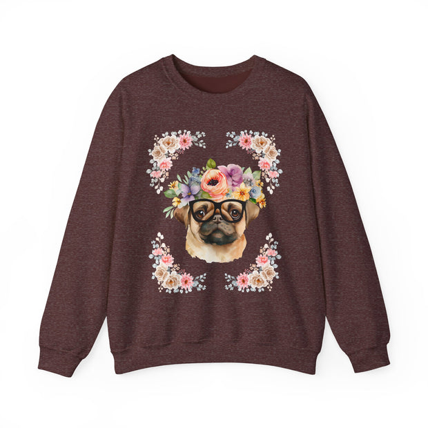 Geeky Goddess Pug Unisex Crewneck Sweatshirt