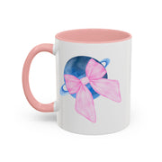 Blue Saturn Wrapped In A Pink Bow Accent Coffee Mug