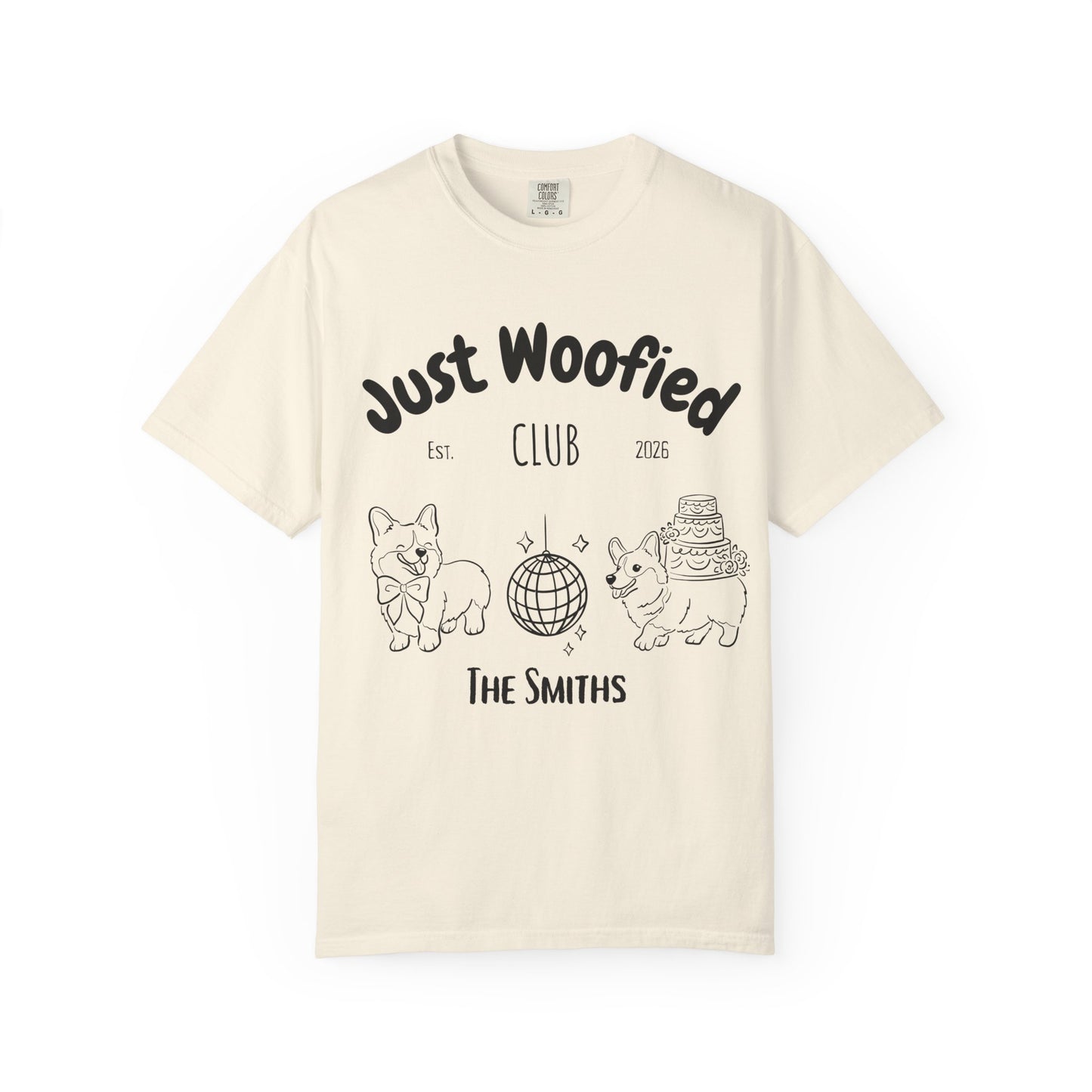 Just Married Dog Wedding Shirt Newlywed Couple Matching T-Shirt Comfort Colors Mr And Mrs Tee Just Woofied Honeymoon Gift For Bride Groom