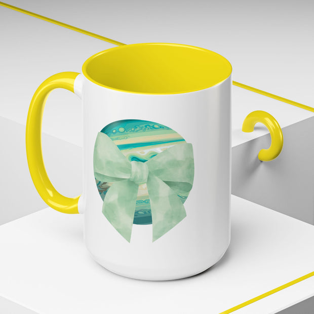 Green Planet Wrapped In A Bow Accent Coffee Mug