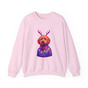 Golden Doodle with Reindeer Antlers Sweatshirt | Holiday Dog Sweater Design
