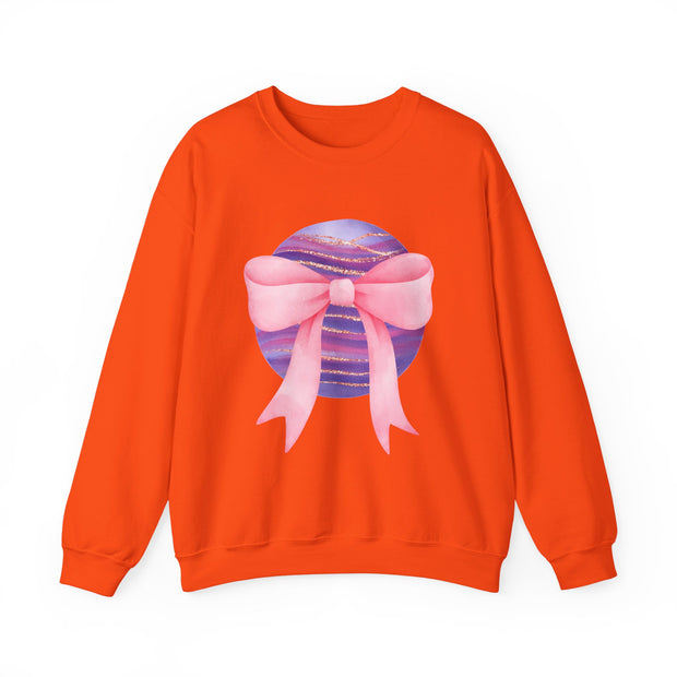 Pink/Purple Planet Wrapped In A Bow Crewneck Sweatshirt