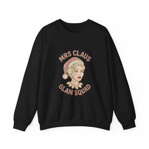 Mrs Claus Glam Squad Sweatshirt | Retro Mrs. Claus Illustration, Christmas Holiday Crewneck