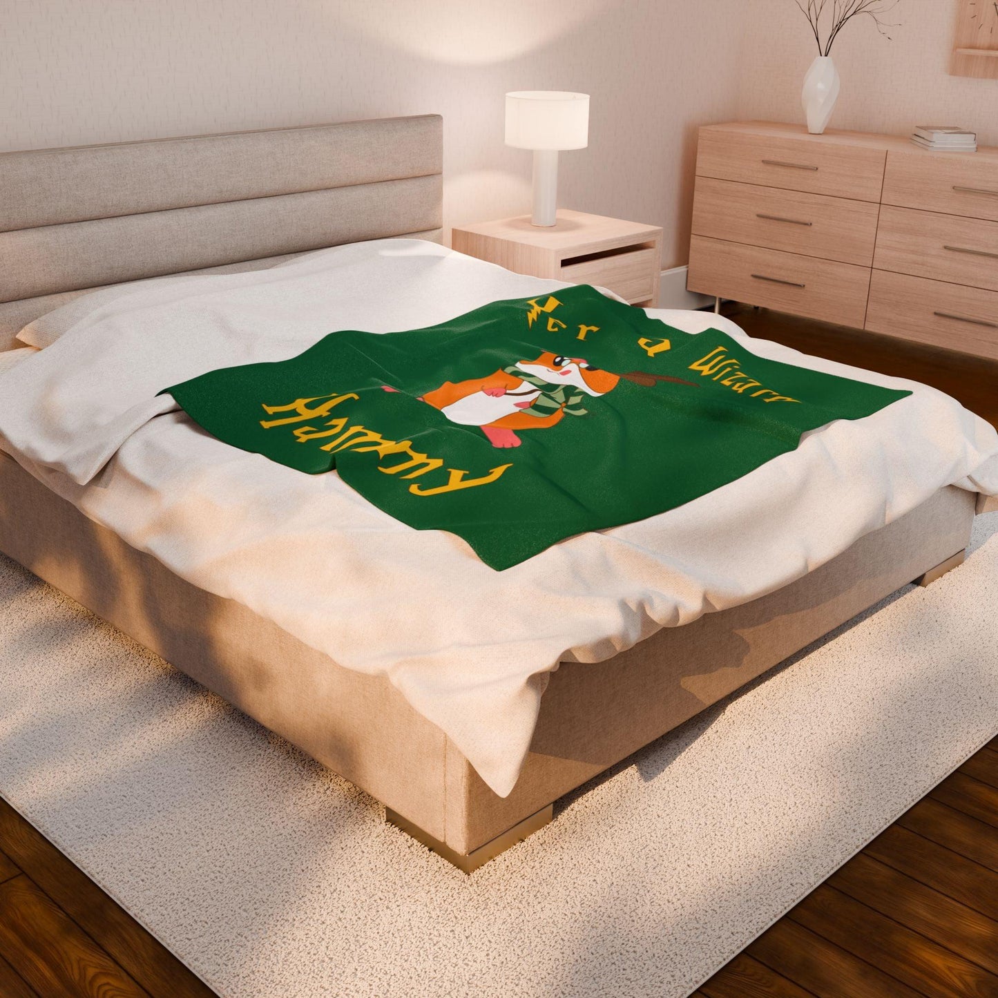 Yer a Wizard Hammy Velveteen Plush Blanket | Cute Hamster Wizard Illustration