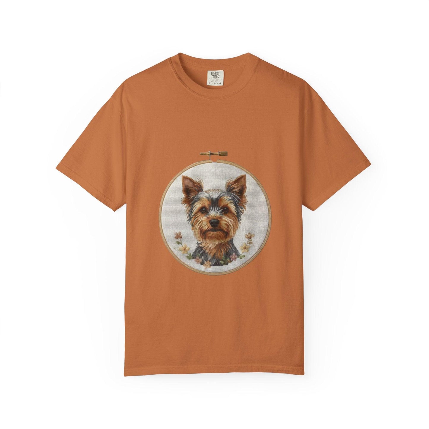 Yorkshire Terrier Portrait T-Shirt | Embroidery Hoop Dog Illustration