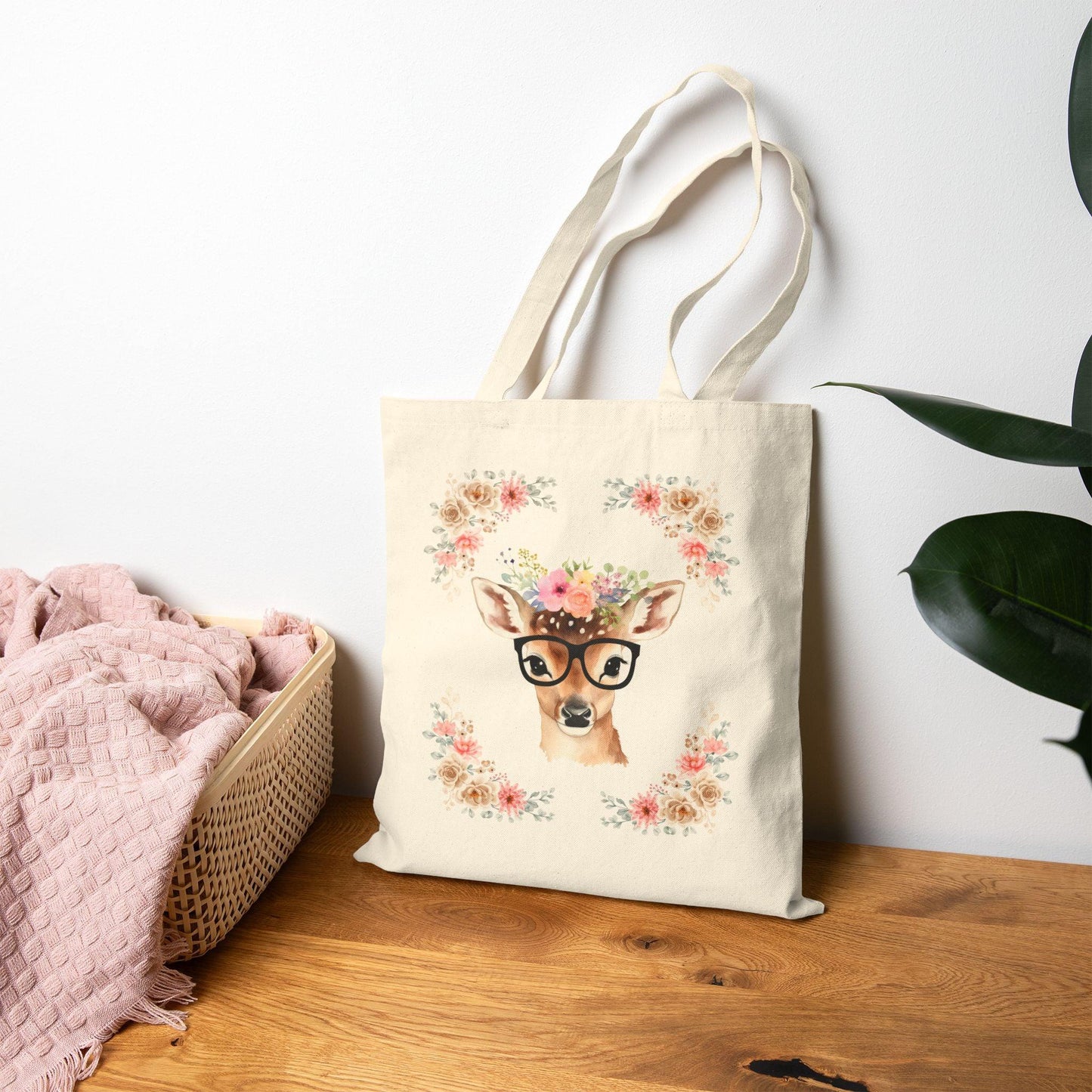 Geeky Goddess Deer Cotton Canvas Tote Bag