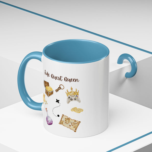 'Side Quest Queen' Accent Coffee Mug