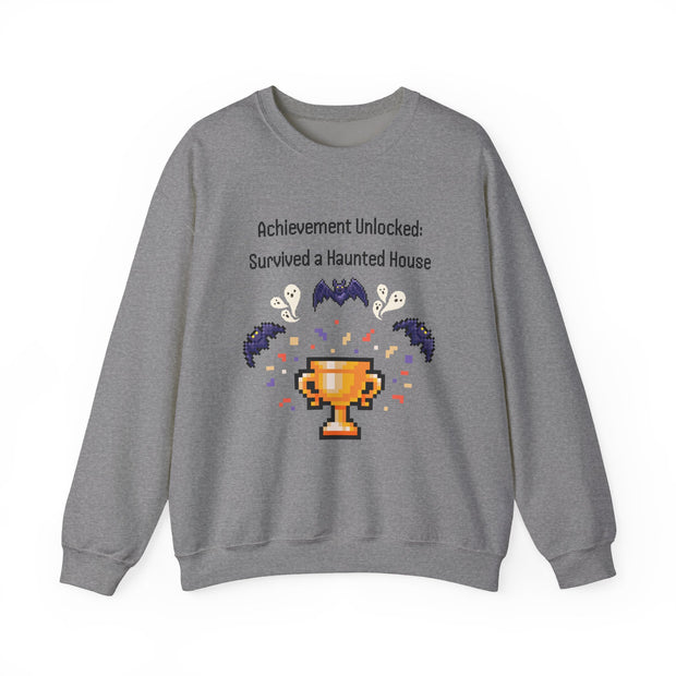 'Achievement Unlocked: Survived A Haunted House' Unisex Crewneck Sweatshirt