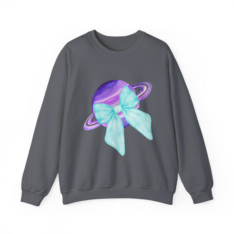 Purple Saturn Wrapped In A Bow Sweatshirt