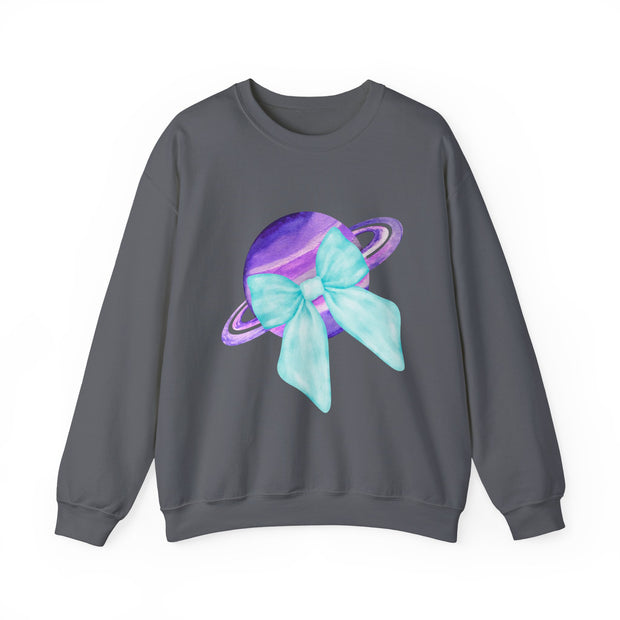 Purple Saturn Wrapped In A Bow Sweatshirt