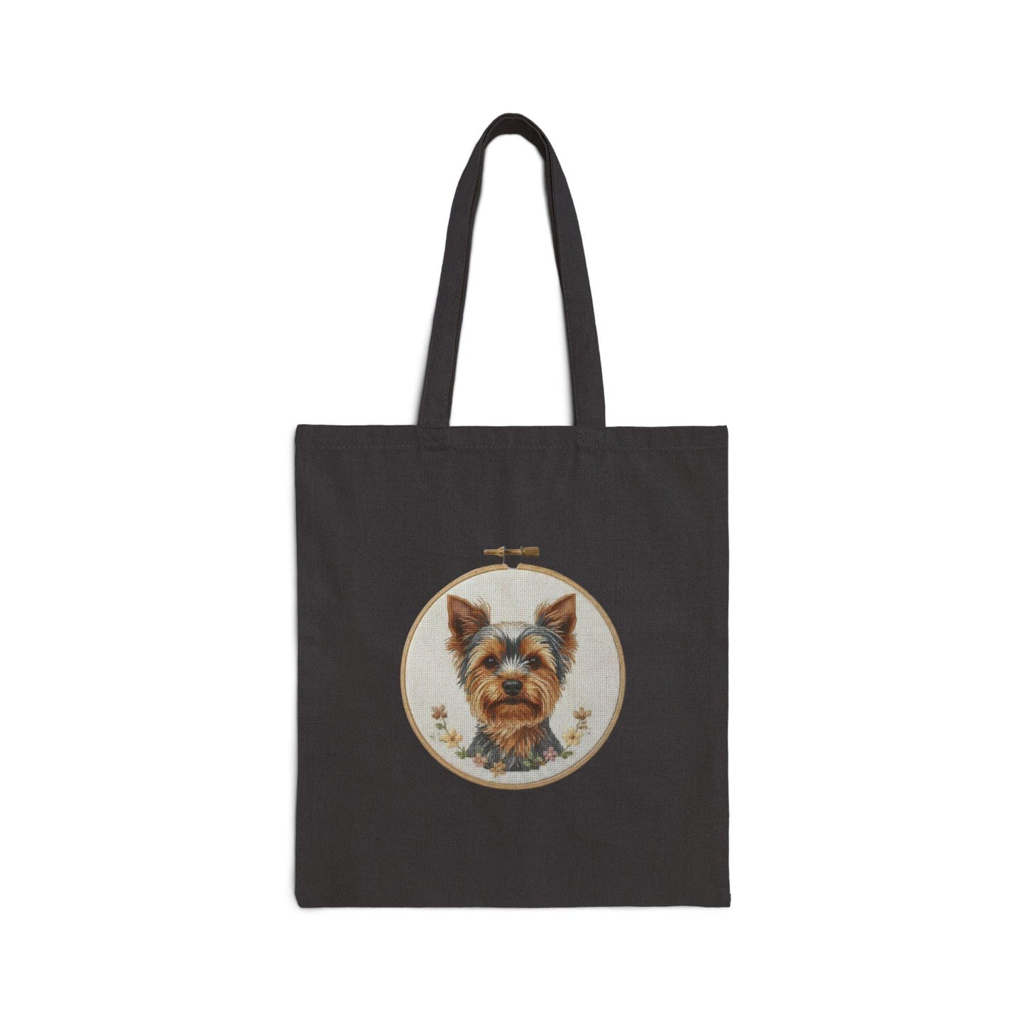 Watercolor Yorkie Portrait Tote Bag | Dog Embroidery Hoop Design