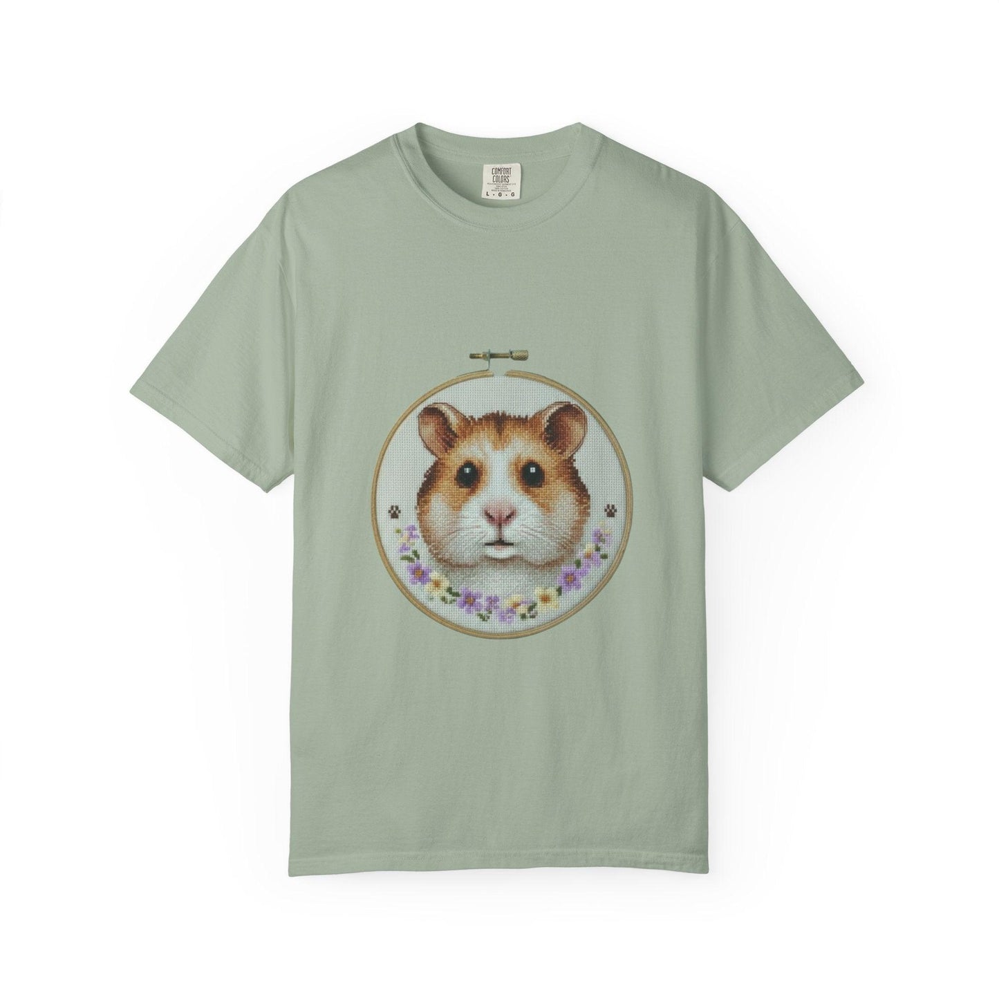 Hamster Portrait Embroidery Hoop T-shirt | Cute Small Pet Illustration