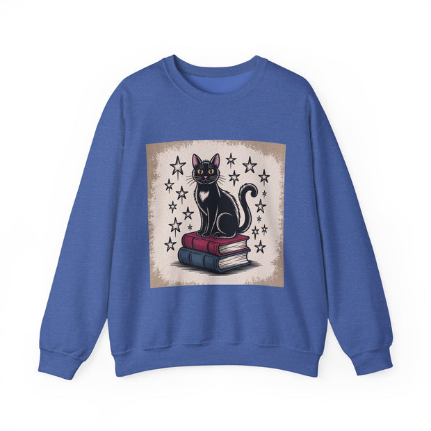 Cat and Book Lover's Crewneck Sweatshirt