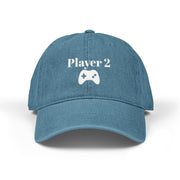 'Player 2' Denim Embroidered Cap