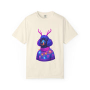 Poodle with Antlers in Light-Up Sweater T-Shirt | Neon Holiday Dog Design
