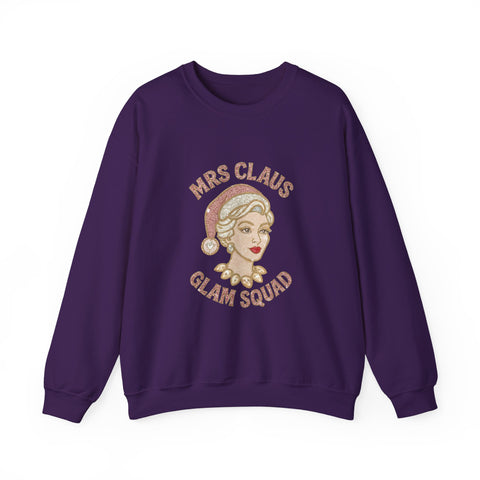 Mrs Claus Glam Squad Sweatshirt | Retro Mrs. Claus Illustration, Christmas Holiday Crewneck