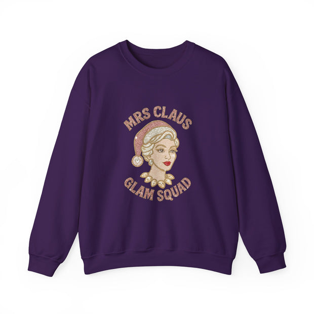 Mrs Claus Glam Squad Sweatshirt | Retro Mrs. Claus Illustration, Christmas Holiday Crewneck
